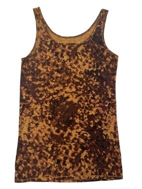 Merona Earth Tone Camouflage Leopard Print Ribbed Tank Top L Soft Stretchy